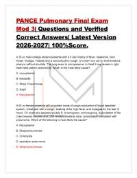 PANCE Pulmonary Final Exam Mod 3| Questions and Verified Correct Answers| Latest Version