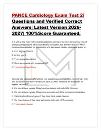 PANCE Cardiology Exam Test 2| Questions and Verified Correct Answers| Latest Version 202