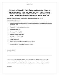 CGSB NDT Level 2 Certification Practice Exam – Multi-Method (UT, RT, MT, PT, VT) QUESTIONS