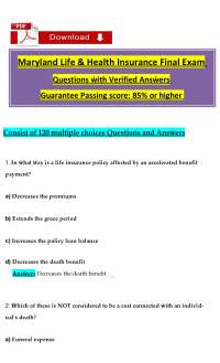 Maryland Life & Health Insurance Final Exam 1: Comprehensive Study Guide