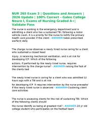 NUR 265 Exam 3 | Questions and Answers | 2026 Update | 100% Correct – Galen College Neuro