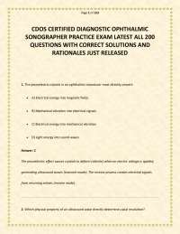 CDOS CERTIFIED DIAGNOSTIC OPHTHALMIC SONOGRAPHER PRACTICE EXAM LATEST ALL 200 QUESTIONS WI