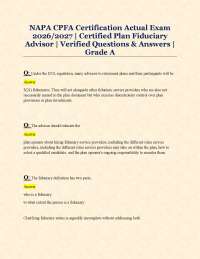 NAPA CPFA Certification Actual Exam 2026/2027 | Certified Plan Fiduciary Advisor |