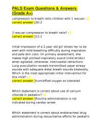 PALS Exam Questions & Answers (Grade A+)