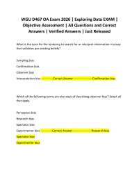 WGU D467 OA Exam 2026 | Exploring Data EXAM | Objective Assessment | Questions and Ans