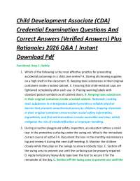 Child Development Associate (CDA) Credential Examination Questions And Correct Answers