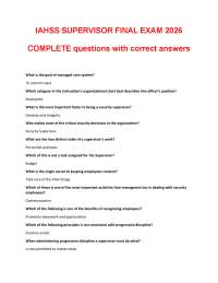IAHSS SUPERVISOR FINAL EXAM 2026 COMPLETE questions with correct answers