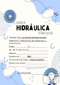 Práctica 2 de hidráulica de máquinas y transitorios FI UNAM