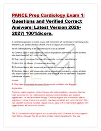 PANCE Prep Cardiology Exam 1| Questions and Verified Correct Answers| Latest Version 202