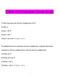 CHEM 210 Final Exam Study Guide – 2026 (Biochemistry) 100% Guarantee Pass