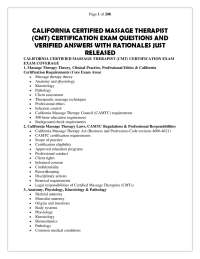 California Certified Massage Therapist (CMT) Certification Exam – QUESTIONS AND VERIFIED A