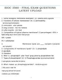 Bioc 3560 - Final Exam questions latest upload