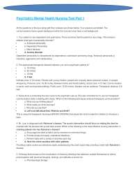 Psychiatric Mental Health Nursing Test Part 1 Graded A+