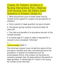 Chapter 39: Pediatric Variations of Nursing Interventions Perry: Maternal Child Nursing Ca