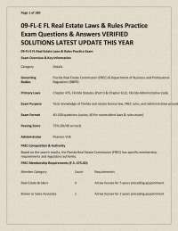 09-FL-E FL Real Estate Laws & Rules Practice Exam Questions & Answers VERIFIED SOLUTIONS L