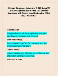 WGU D322 CompTIA A+ Core 2 (220-1102) Questions & Answers 2026–2027 | 160 Practice Questio