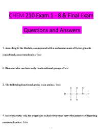 CHEM 210 Exams 1–8 – (2026) Actual Questions & Answers (Biochemistry) 100% Guarantee Pass
