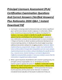 Principal Licensure Assessment (PLA) Certification Examination Questions