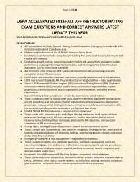 USPA Accelerated Freefall (AFF) Instructor Rating Exam – QUESTIONS AND CORRECT ANSWERS LAT