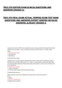 TNCC 9TH EDITION EXAM 50 MCQs QUESTIONS AND ANSWERS GRADED A+ TNCC 9TH REAL EXAM ACTUAL