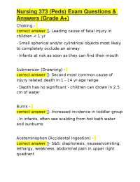 Nursing 373 (Peds) Exam Questions & Answers (Grade A+)
