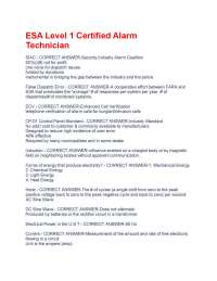 ESA Level 1 Certified Alarm Technician Exam Questions With Correct Solutions, Already Pas