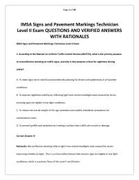 IMSA Signs and Pavement Markings Technician Level II Exam – QUESTIONS AND VERIFIED ANSWERS