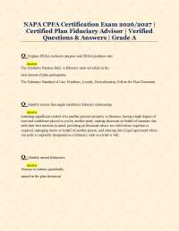 NAPA CPFA Certification Exam 2026/2027 | Certified Plan Fiduciary Advisor | Verified Q&A
