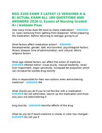 NSG 3100 EXAM 3 LATEST (2 VERSIONS A & B) ACTUAL EXAM ALL 180 QUESTIONS AND ANSWERS 2026 U