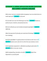 CATEGORY 11 AERIAL APPLICATION REVIEW QUESTIONS AND CORRECT ANSWERS 2026/2027