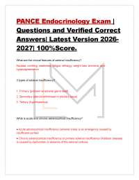 PANCE Endocrinology Exam | Questions and Verified Correct Answers| Latest Version 2026 2