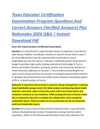 Texas Educator Certification Examination Program Questions And Correct Answers