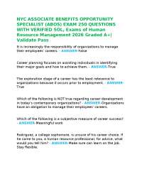 NYC ASSOCIATE BENEFITS OPPORTUNITY SPECIALIST (ABOS) EXAM 250 QUESTIONS WITH VERIFIED SOL,