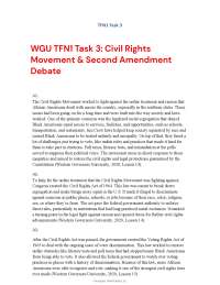 WGU TFN1 Task 3: Civil Rights Movement & Second Amendment Debate