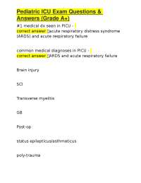 Pediatric ICU Exam Questions & Answers (Grade A+)