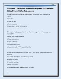 310T Exam - Electronical and Electrical Systems 113 Questions With all Correct & Verified