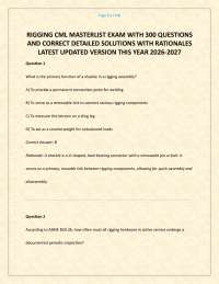 RIGGING CML MASTERLIST EXAM WITH 300 QUESTIONS AND CORRECT DETAILED SOLUTIONS WITH RATIONA