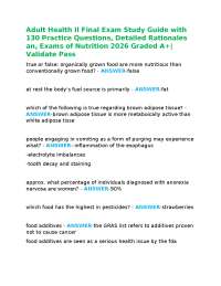 Adult Health II Final Exam Study Guide with 130 Practice Questions, Detailed Rationales an