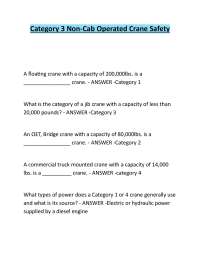 Category 3 Non-Cab Operated Crane Safety Exam Questions with solved solutions