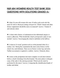 NUR 684 WOMENS HEALTH TEST BANK 2026 QUESTIONS WITH SOLUTIONS GRADED A+