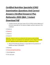 Certified Nutrition Specialist (CNS) Examination Questions And Correct Answers