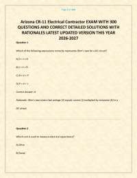 Arizona CR-11 Electrical Contractor EXAM WITH 300 QUESTIONS AND CORRECT DETAILED SOLUTIONS