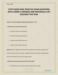 EVITP EXAM FINAL PRACTICE EXAM QUESTIONS WITH CORRECT ANSWERS AND RATIONALES JUST RELEASED