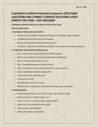 InterNACHI Certified Professional Inspector (CPI) EXAM QUESTIONS AND CORRECT VERIFIED SOLU