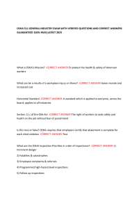 OSHA 511 GENERAL INDUSTRY EXAM WITH VERIFIED QUESTIONS AND CORRECT ANSWERS GUARANTEED 100