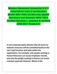 WGU D317 CompTIA A+ Core 2 (220-1102) Security Questions & Answers 2026–2027 | Verified Ex