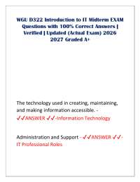 WGU D322 Introduction to IT Midterm Exam Questions & Answers 2026–2027 | Complete Study Gu