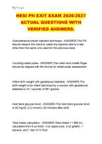 HESI PN EXIT EXAM 2026/2027 ACTUAL QUESTIONS WITH VERIFIED ANSWERS.