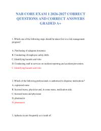 NAB CORE EXAM 1 2026-2027 CORRECT QUESTIONS AND CORRECT ANSWERS GRADED A+