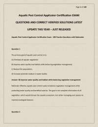 Aquatic Pest Control Applicator Certification EXAM QUESTIONS AND CORRECT VERIFIED SOLUTION